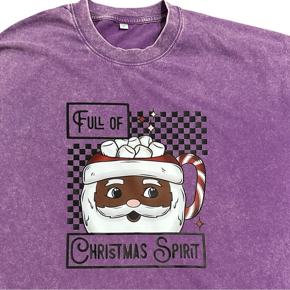 NEW Oversized Stonewashed Purple Christmas Spirit Shirt - Picture 2 of 2